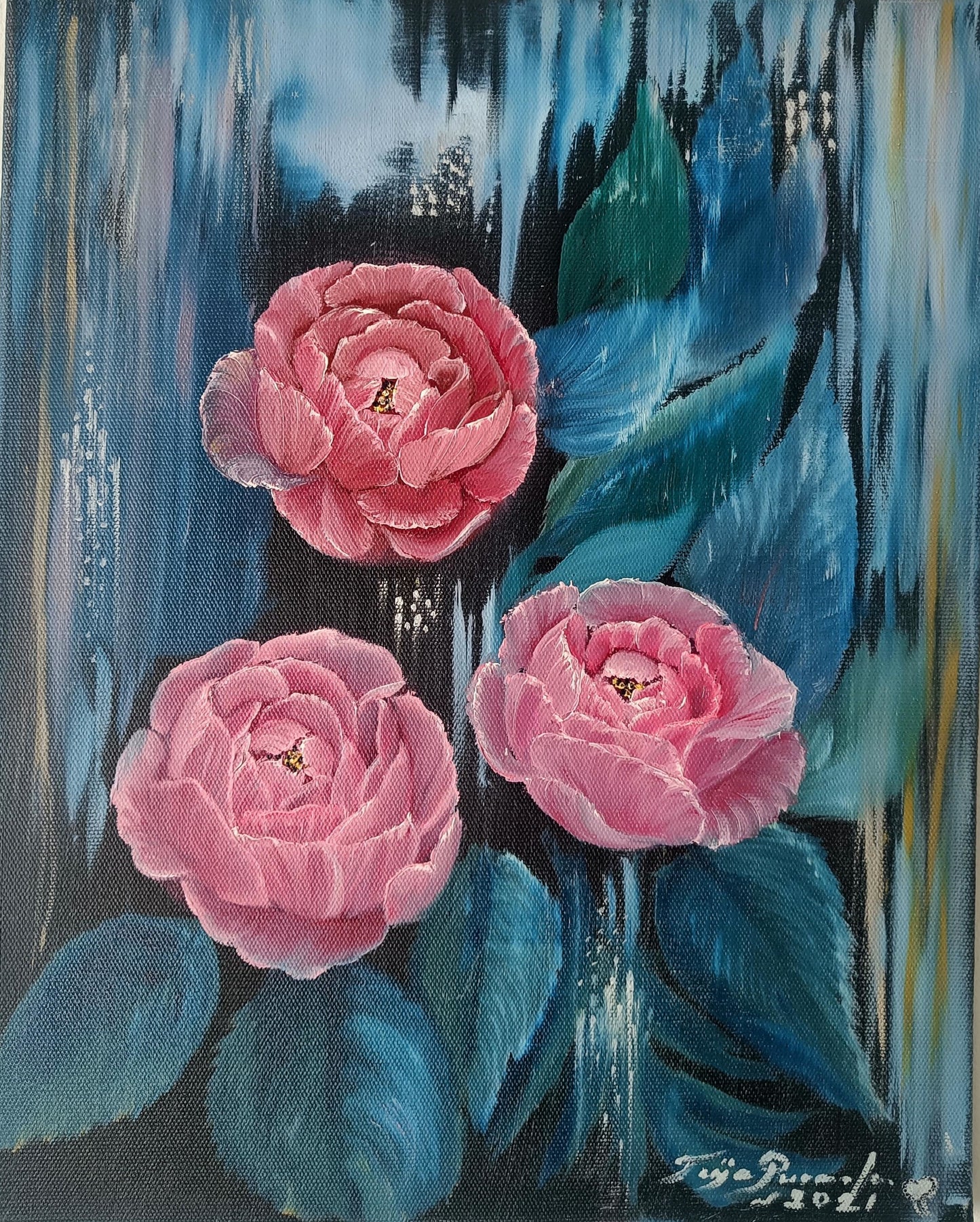 Pionit ja yöllinen tähtitaivas (40 × 50)