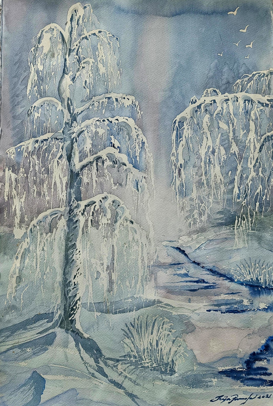 Talviyö joella (38 x 56)