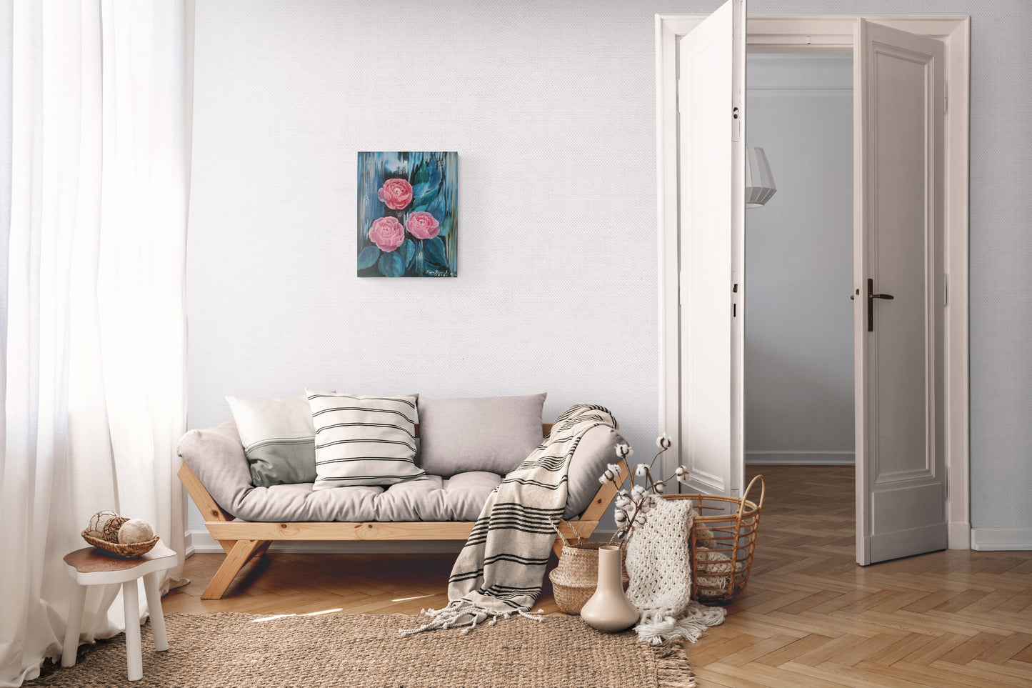 Pionit ja yöllinen tähtitaivas (40 × 50)